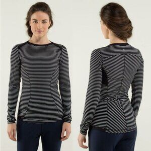 Lululemon Base Runner Long Sleeve In Parallel Stripe Black White / Black Size 4